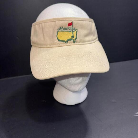 The Masters Athleisure Visor Hat Men OS Beige Strapback Sun Cap Golf Embroidered - Picture 1 of 15